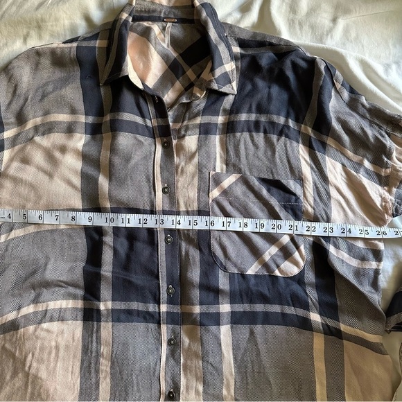 Free People Oversized Flannel Button Down Long Sleeve Shirt Western Fall Small - Picture 11 of 12